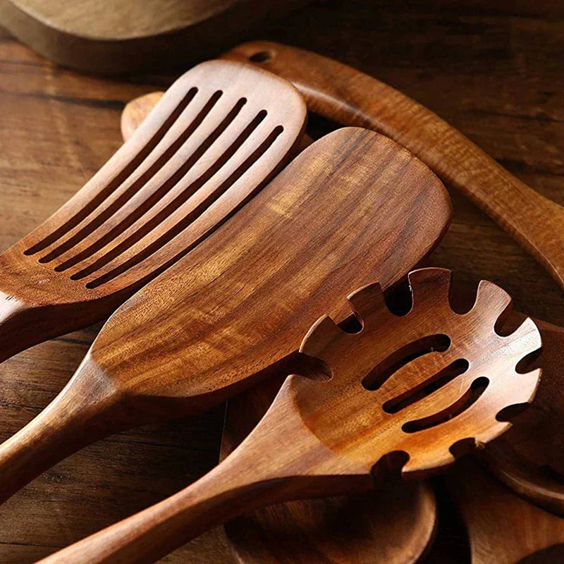 Teak Kitchen Utensil Set  Handcrafted Wood Collection - Product example