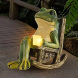 Solar Garden Frog Light  Hand-Painted Rocking Chair Design - Product example