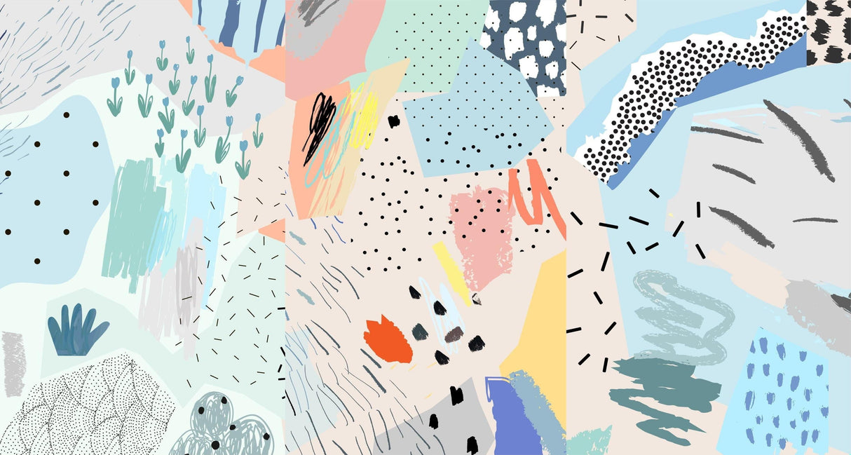 Abstract Mural Wallpaper | Pastel Geometric Pattern With Dots