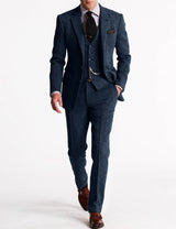 Classic Tweed Three Piece Suit  Brown Herringbone Wool Blend - Product detail 14
