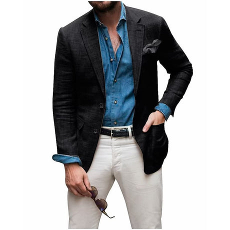 Linen Summer Blazer  Classic Ivory Two-Button Design - Product detail 10