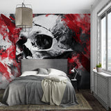 Abstract Skull Art Mural transforming industrial-style office space