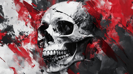 Skull art wallpaper design file showing detailed red and black pattern