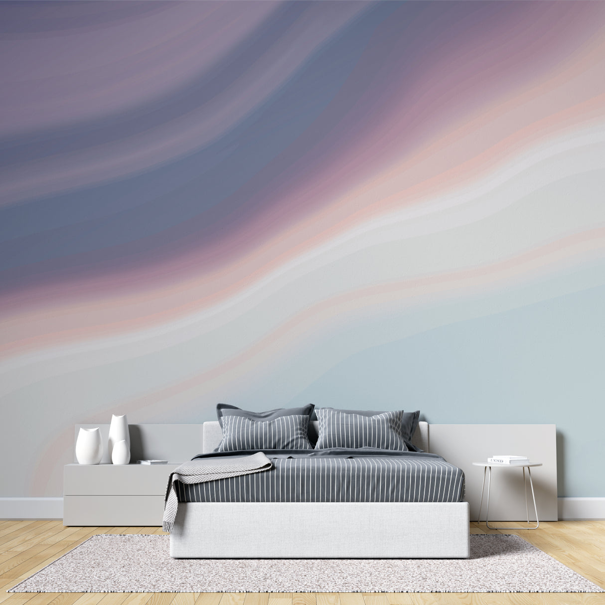 Sky inspired mural adding soft color to nursery walls