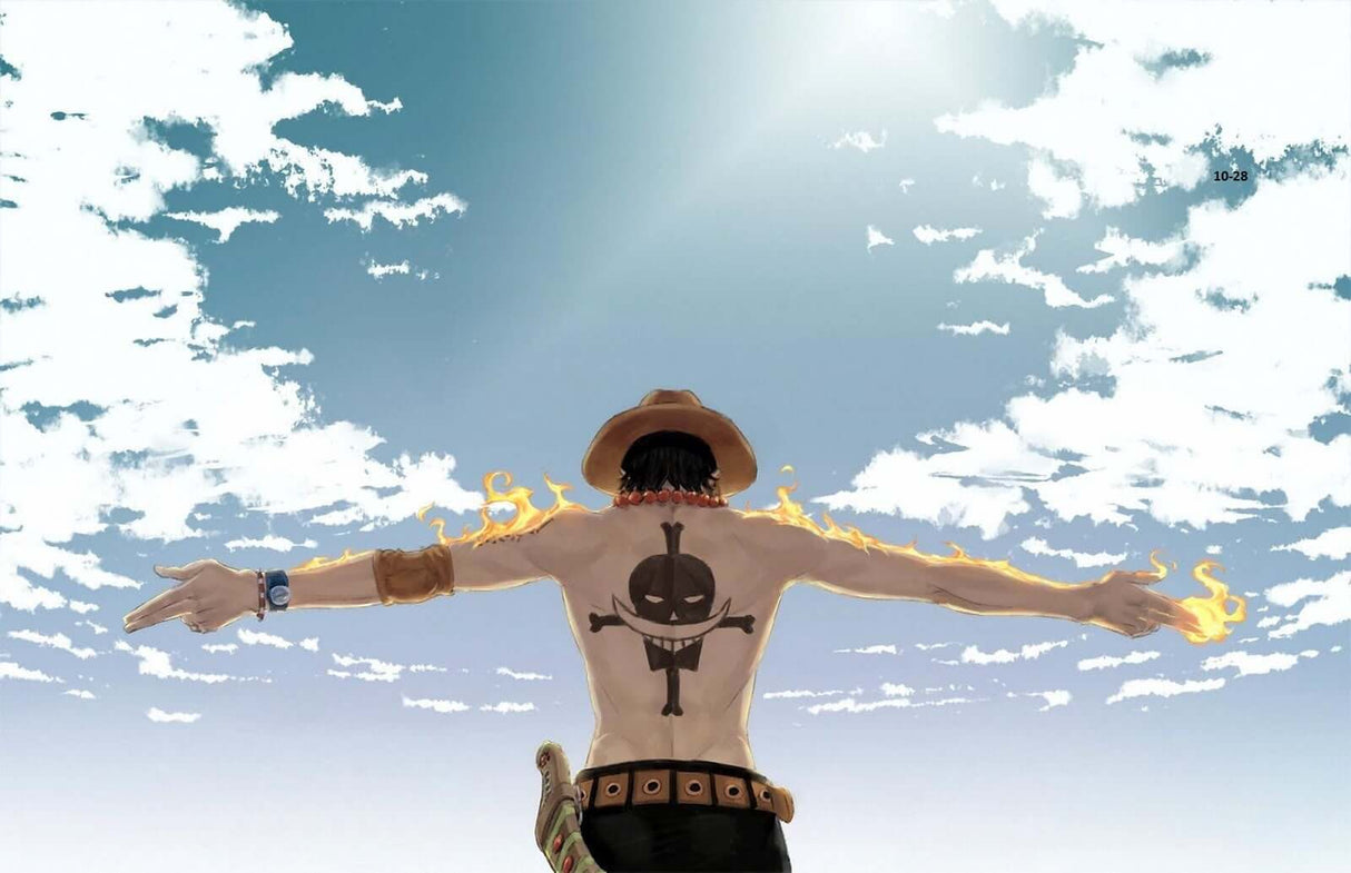 Design file showing detailed anime sky pattern with iconic tattoo artwork