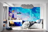 Electric Storm Wallpaper enhancing teen bedroom with dramatic sunset and lightning bolts