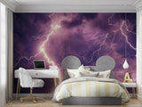 Lightning Wall Design transforming teen room with dramatic purple sky effect