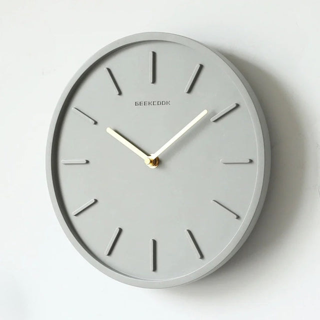 Minimalist Wall Clock  Sculptural Grey Design - Product showcase