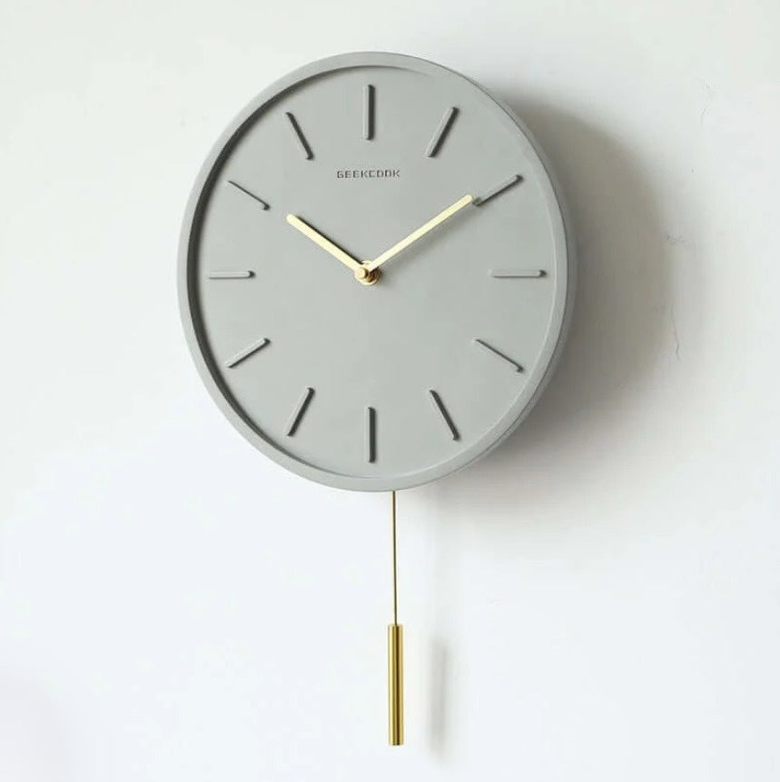 Minimalist Wall Clock  Sculptural Grey Design - Product example