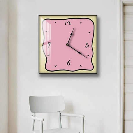 Modern Wall Clock  Pink Square Metal Design - Product showcase