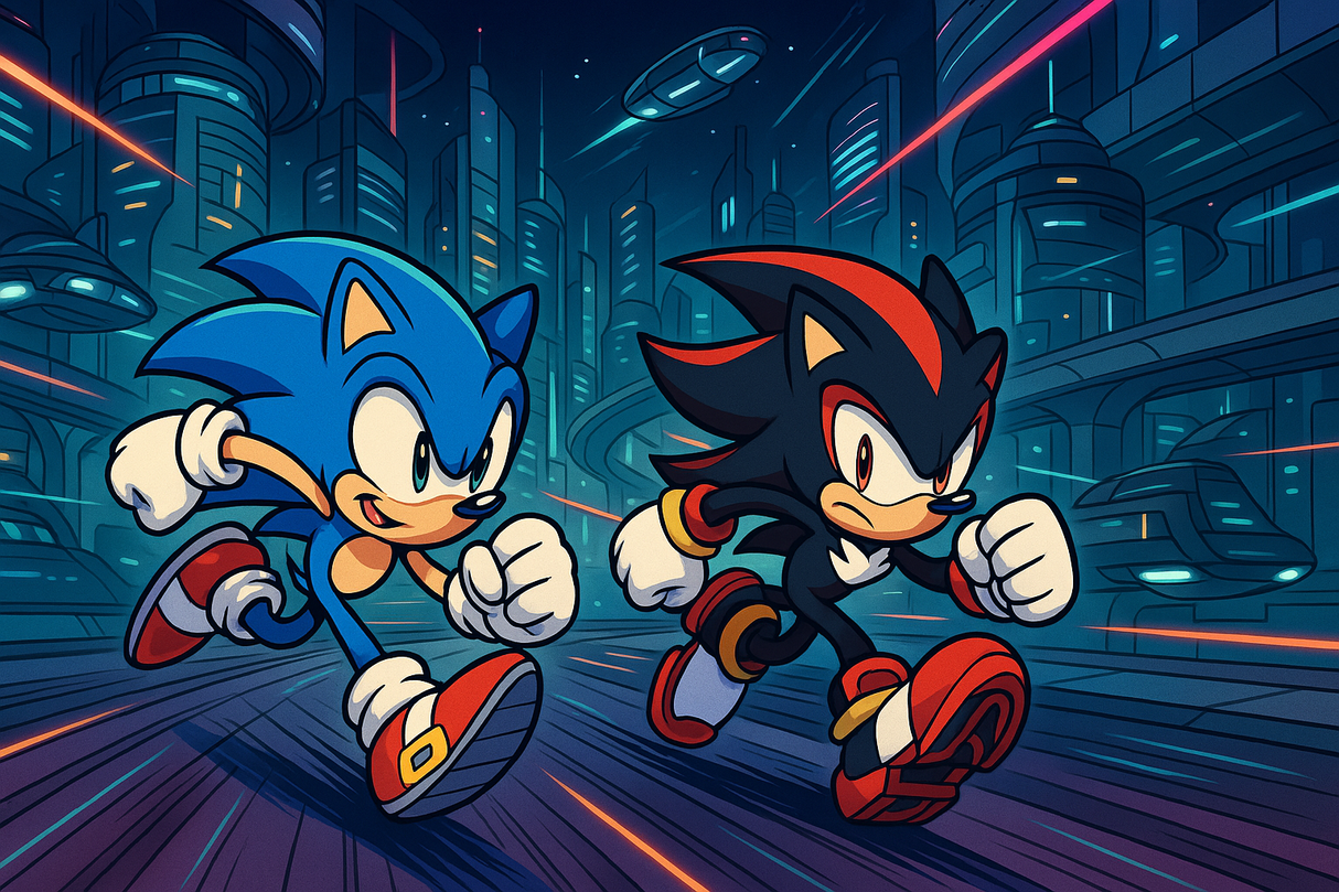 Sonic The Hedgehog Mural Wallpaper  Future City Speed Battle - Wallpaper application example