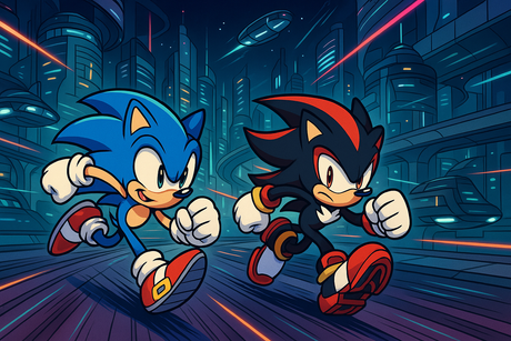 Sonic The Hedgehog Mural Wallpaper  Future City Speed Battle - Wallpaper application example