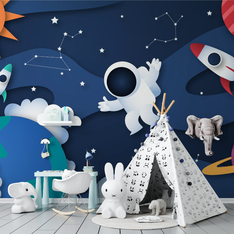 Constellation wallpaper adding depth to a study area with 3D paper art effect