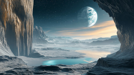 Space wallpaper design file showing detailed alien planet and desert landscape pattern