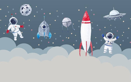 Space wallpaper design file showing detailed astronaut and hot air balloon pattern