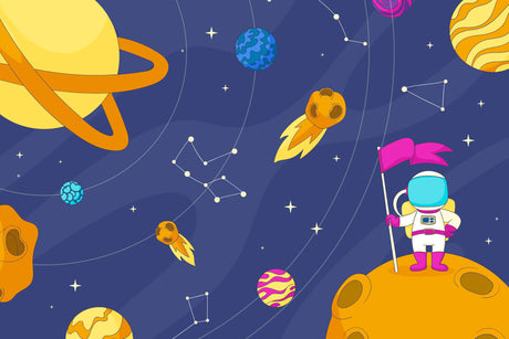 Space exploration wallpaper design file showing detailed astronaut and planet pattern