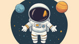 Space wallpaper design file showing detailed astronaut floating among colorful planets and stars