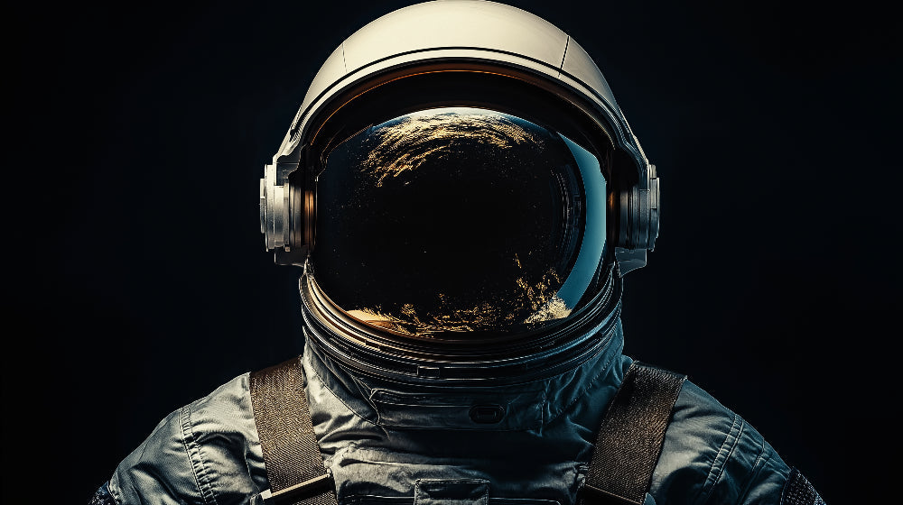 Astronaut helmet space wallpaper design file with Earth reflection detail