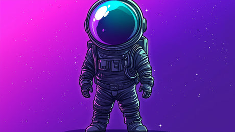 Astronaut in Purple Galaxy wallpaper design file showing detailed space explorer against vibrant cosmic background