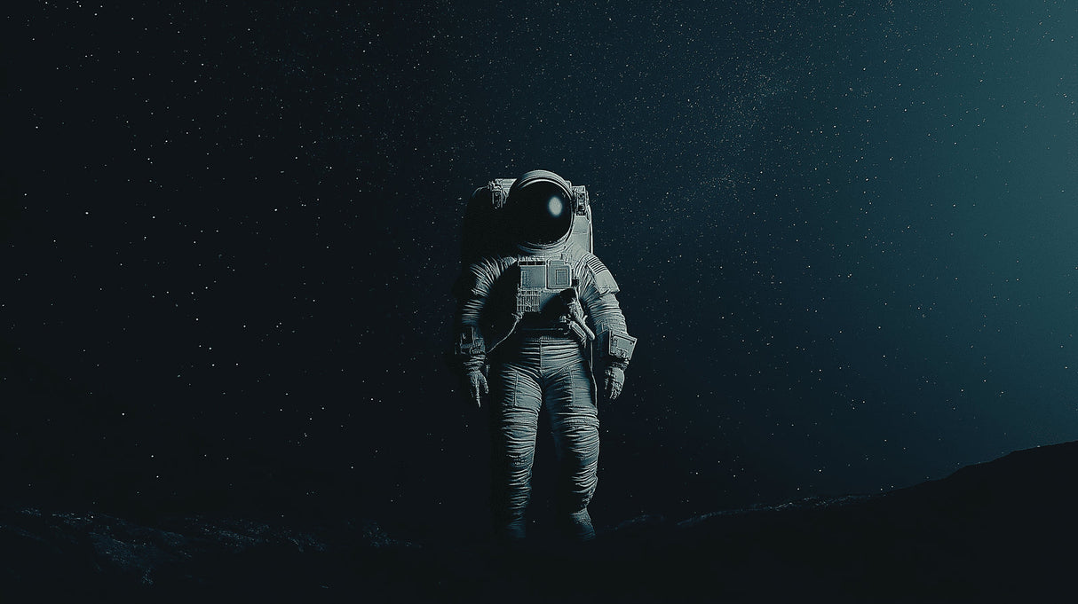 Space exploration wallpaper design file showing detailed astronaut against infinite starry universe