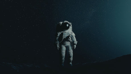 Space exploration wallpaper design file showing detailed astronaut against infinite starry universe