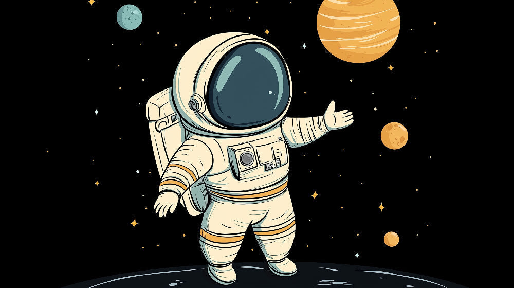 Space wallpaper design file showing detailed astronaut and planet pattern against starry background