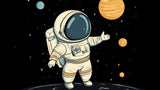 Space wallpaper design file showing detailed astronaut and planet pattern against starry background