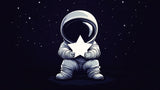 Astronaut with star design file showing detailed space pattern and rich navy background