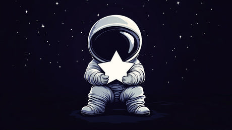Astronaut with star design file showing detailed space pattern and rich navy background