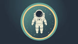 Astronaut wallpaper design file showing floating spaceman with starry circle pattern