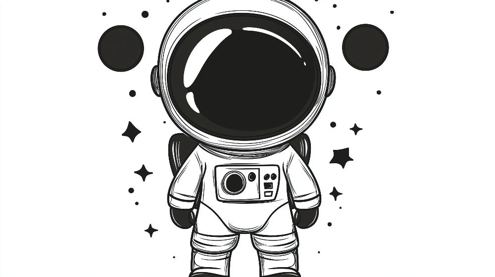 Space themed astronaut design file showing detailed black and white linework pattern