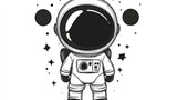 Space themed astronaut design file showing detailed black and white linework pattern