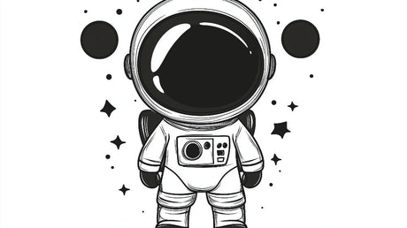 Space themed astronaut design file showing detailed black and white linework pattern