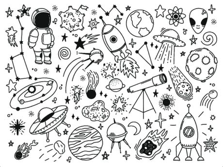 Space wallpaper design file showing black and white astronomy pattern