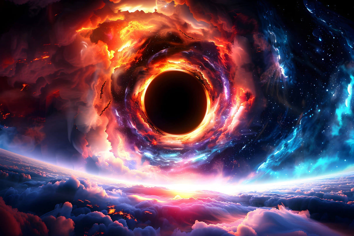Black hole with cosmic fire design file showing intricate space details and colors