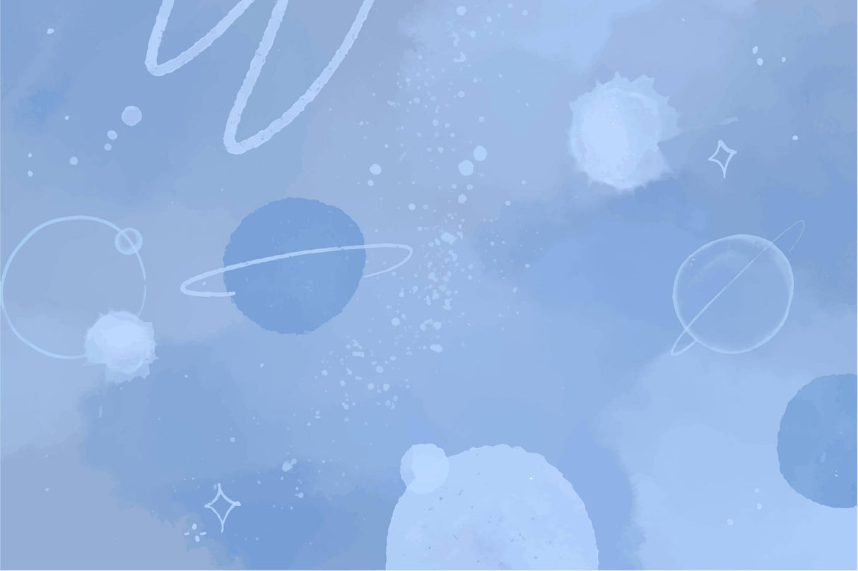 Design file showing intricate details of blue galaxy wallpaper pattern with planets and stars