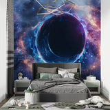 Black hole wall mural in home office showing depth effect