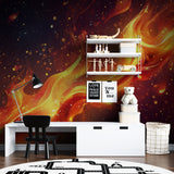 Galaxy fire wallpaper installed in home office showing dramatic space scene