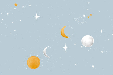 Space wallpaper design file showing detailed moon and stars pattern on blue-grey background