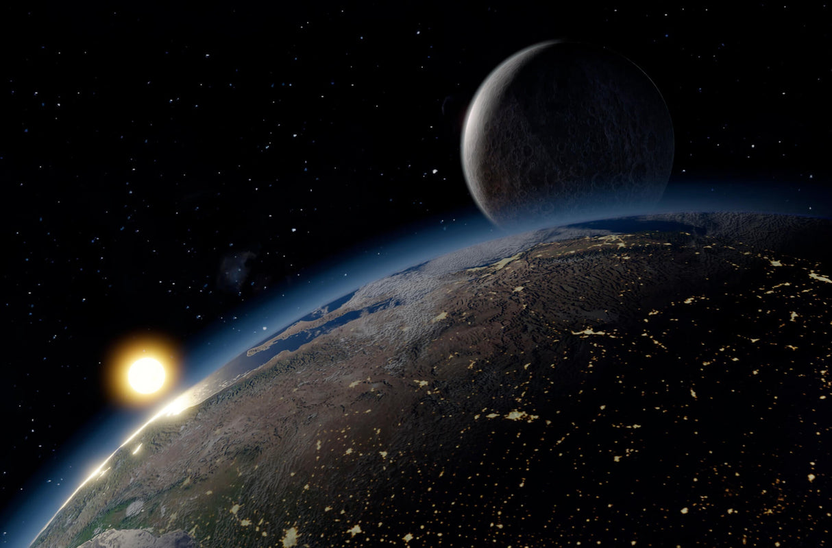 Earth and Moon space wallpaper design file showing detailed cosmic pattern