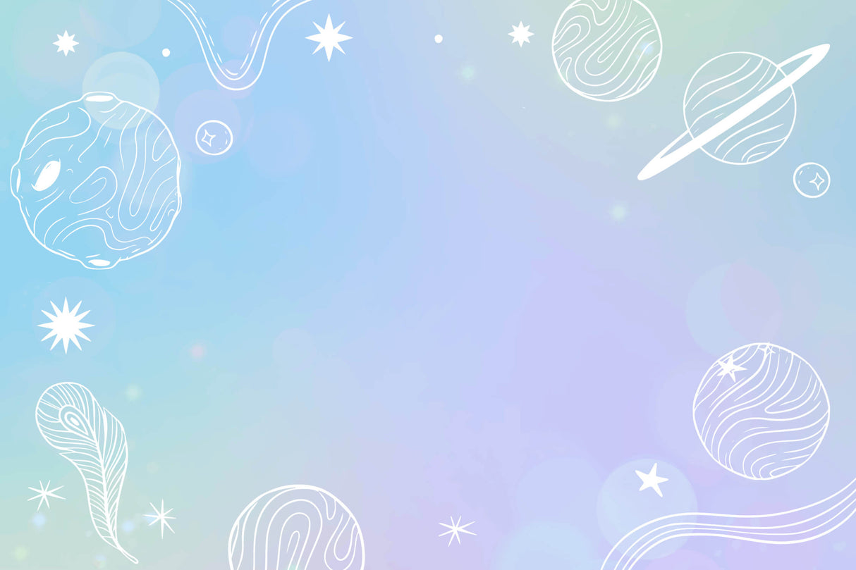 Design file showing full pattern of pastel galaxy wallpaper with stars and planets