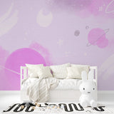 Space wallpaper bringing cosmic charm to a reading nook