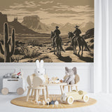 Space wallpaper with pink planets featured in a modern playroom setting