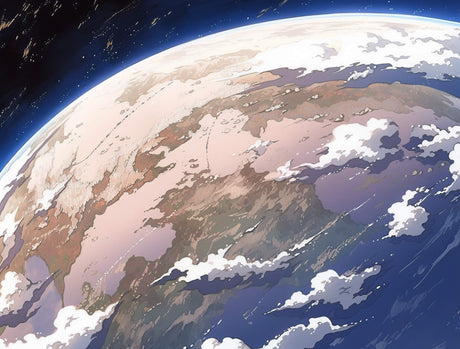 Space wallpaper design file showing detailed planetary view and deep blue galaxy pattern
