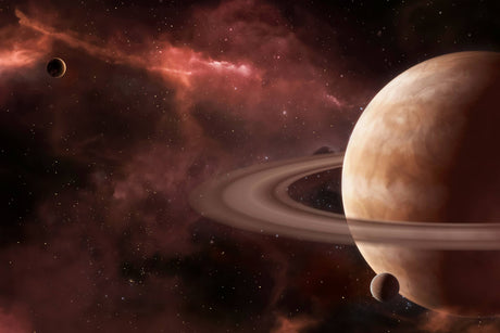 Design file showing detailed Saturn and nebula pattern with rich burgundy tones