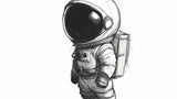 Space Mural Wallpaper design file showing detailed black and white astronaut illustration
