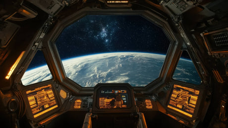 Space station window Earth view wallpaper design file showing detailed pattern and colors