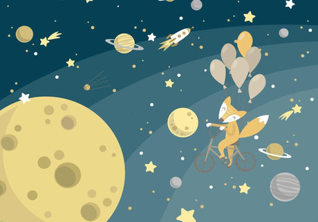 Space wallpaper design file showing detailed fox and moon pattern with floating elements and stars