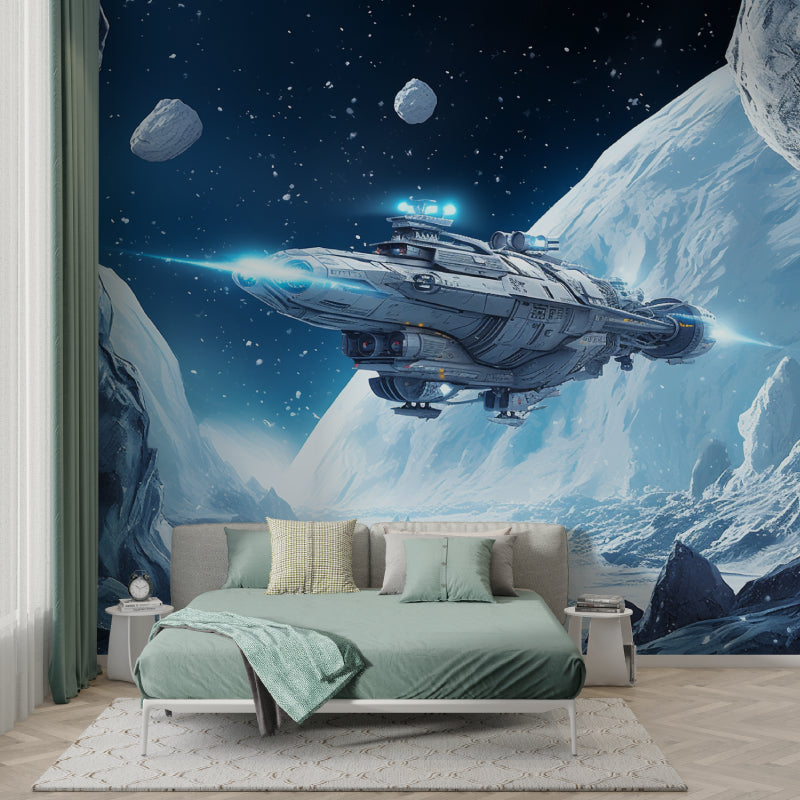 Galaxy adventure wallpaper transforming playroom into space command center