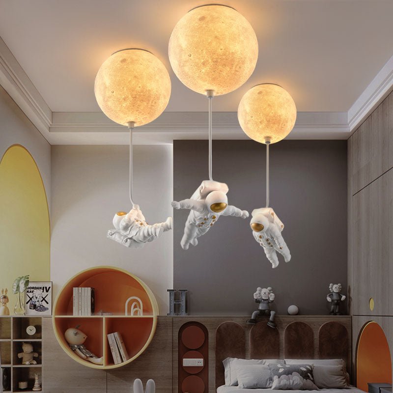 Astronaut Moon Pendant Light  Space Theme Ceiling Lamp - Detailed view